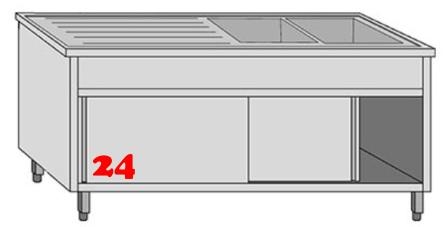 AfG Spltisch (1400x600) auf Unterschrank VLA2146R-BR Gewerbesple mit Untergestell, Boden und Tren