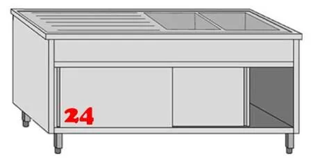 AfG Spltisch (2000x700) auf Unterschrank VLA2207R-BR Gewerbesple mit Untergestell, Boden und Tren