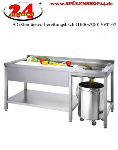 AfG Gemsevorbereitungstisch (1600x700) VVT167 Gewerbesple mit verschweitem Untergestell