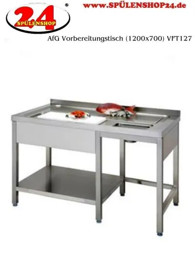 AfG Vorbereitungstisch fr Fleisch oder Fisch (1200x700) VFT127 Gewerbesple mit verschweitem Untergestell