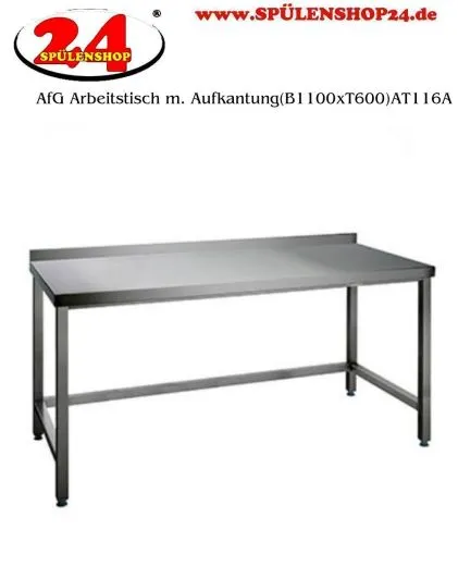 AfG Arbeitstisch ohne Grundboden mit Aufkantung (B1100xT600) AT116A verschweite Ausfhrung 3-seitig verstrebt