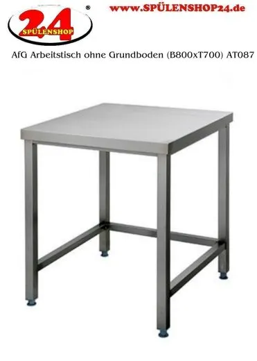 AfG Arbeitstisch ohne Grundboden (B800xT700) AT087 verschweite Ausfhrung 3-seitig verstrebt ohne Aufkantung
