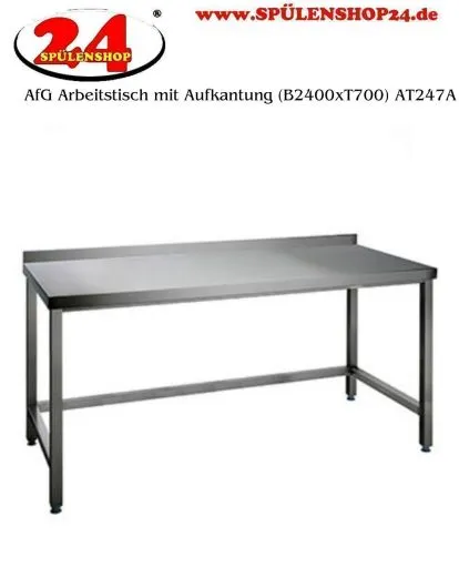 AfG Arbeitstisch ohne Grundboden mit Aufkantung (B2400xT700) AT247A verschweite Ausfhrung 3-seitig verstrebt