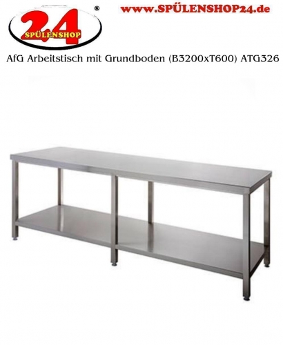 AfG Arbeitstisch mit Grundboden (B3200xT600) ATG326 verschweite Ausfhrung Auflageboden verstrkt ohne Aufkantung