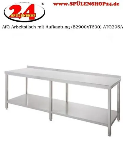 AfG Arbeitstisch mit Grundboden und Aufkantung (B2900xT600) ATG296A verschweite Ausfhrung