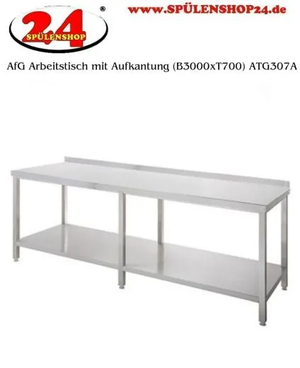 AfG Arbeitstisch mit Grundboden und Aufkantung (B3000xT700) ATG307A verschweite Ausfhrung