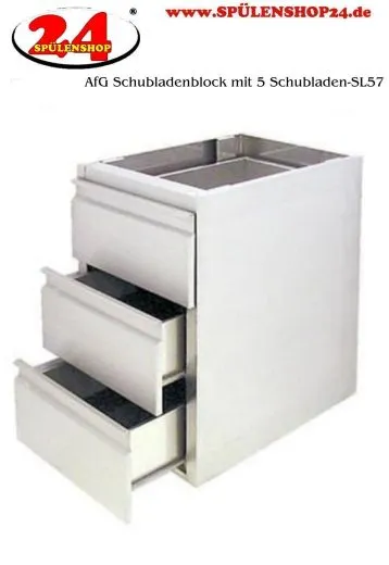 AfG Schubladenblock mit 5 Schubladen SL57 Ausfhrung als Vollschublade passend fr Backnorm 400x600mm
