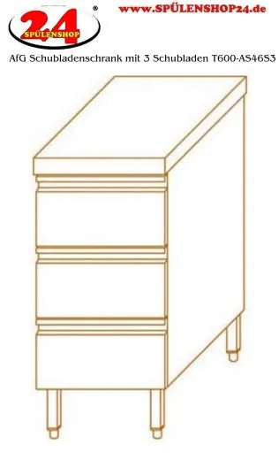 AfG Schubladenschrank mit 3 Schubladen T600 AS46S3 verschweite Ausfhrung passend fr Gastronorm