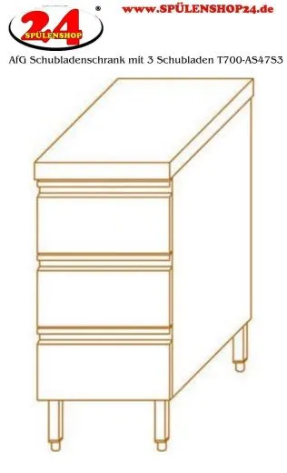 AfG Schubladenschrank mit 3 Schubladen T700 AS47S3 verschweite Ausfhrung passend fr Gastronorm