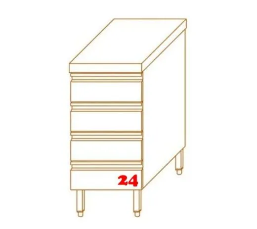 AfG Schubladenschrank 4 Schubladen T700 mit Aufkantung AS47S4A verschweite Ausfhrung passend fr Gastronorm