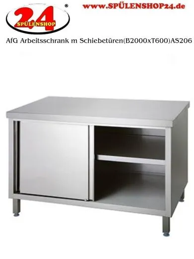 AfG Arbeitsschrank mit Schiebetren (B2000xT600) AS206 verschweite Ausfhrung Arbeitsplatte 4-Seitig mit Tropfkante
