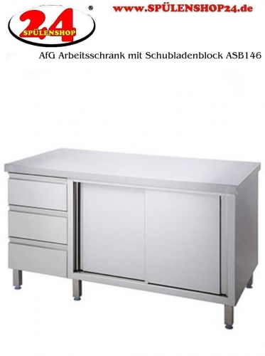 AfG Arbeitsschrank mit Schubladenblock und Schiebetren (B1400xT600) ASB146 verschweite Ausfhrung