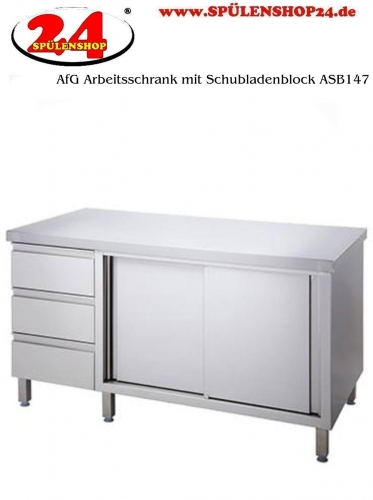 AfG Arbeitsschrank mit Schubladenblock und Schiebetren (B1400xT700) ASB147 verschweite Ausfhrung
