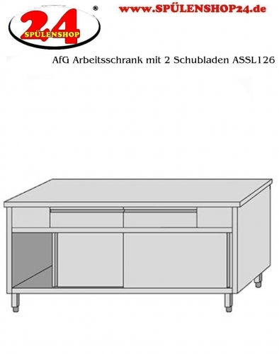 AfG Arbeitsschrank mit 2 Schubladen und Schiebetren (B1200xT600) ASSL126 verschweite Ausfhrung