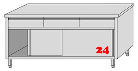 AfG Arbeitsschrank mit 3 Schubladen und Schiebetren (B1400xT600) ASSL146 verschweite Ausfhrung