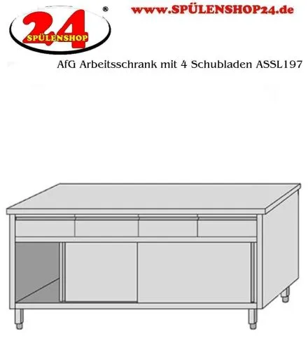 AfG Arbeitsschrank mit 4 Schubladen und Schiebetren (B1900xT700) ASSL197 verschweite Ausfhrung