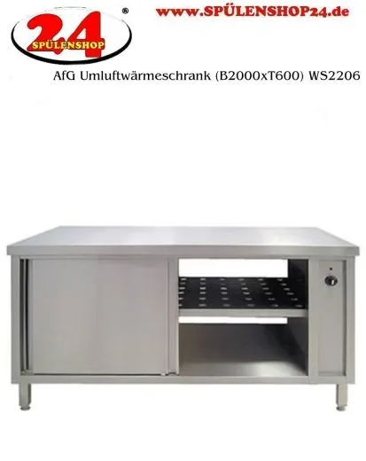 AfG Umluftwrmeschrank beidseitig mit Schiebetren (B2000xT600) WS2206 Durchreicheschrank verschweite Ausfhrung