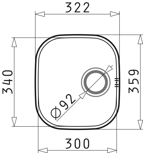 PYRAMIS Kchensple Iris (30x34) 1B Unterbausple / Edelstahlsple mit Siebkorb als Stopfenventil