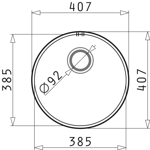 PYRAMIS Kchensple Iris (38,5x15) 1B Unterbausple / Rundbecken mit Siebkorb als Stopfenventil