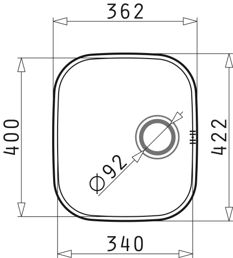 PYRAMIS Kchensple Iris (34x40) 1B Unterbausple / Edelstahlsple mit Siebkorb als Stopfenventil