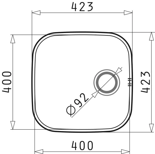 PYRAMIS Kchensple Iris (40x40) 1B Unterbausple / Edelstahlsple mit Siebkorb als Stopfenventil