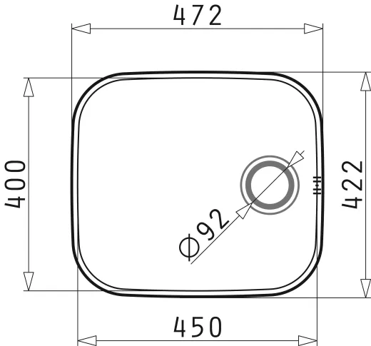 PYRAMIS Kchensple Iris (45x40) 1B Unterbausple / Edelstahlsple mit Siebkorb als Stopfenventil
