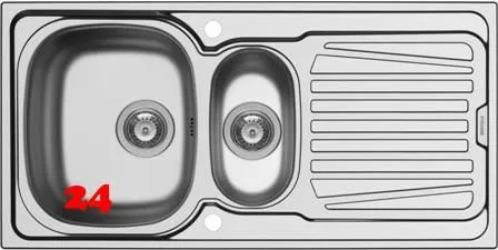 PYRAMIS Kchensple Sparta (100x50) 1 1/2B 1D Einbausple / Edelstahlsple Siebkorb als Drehknopfventil
