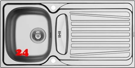 PYRAMIS Kchensple Sparta (100x50) 1 1/4B 1D Einbausple / Edelstahlsple Siebkorb als Drehknopfventil
