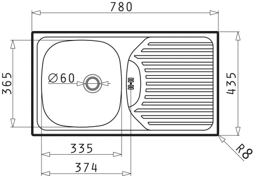 ✅ PYRAMIS Kchensple ET78 (78x43,5) 1B 1D Einbausple / Edelstahlsple mit Stopfenventil ohne Hahnlochbohrung