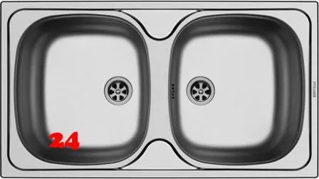 PYRAMIS Kchensple E78 (78x43,5) 2B Einbausple / Doppelsple Ablauf mit Gummistopfen ohne Hahnlochbohrung