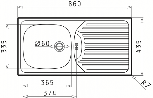 {LAGER} PYRAMIS Küchenspüle CA1 (86x43,5) 1B 1D Einbauspüle / Edelstahlspüle Ablauf mit Gummistopfen ohne Hahnlochbohrung