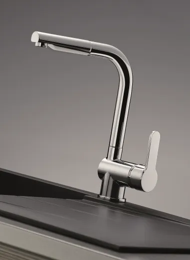 PYRAMIS Kchenarmatur Aladia Elegant Einhebelmischer Chrom mit Zugauslauf als Schlauchbrause Niederdruck