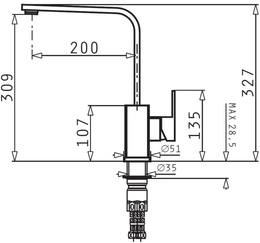 PYRAMIS Kchenarmatur Cecilia Premium Einhebelmischer Edelstahl massiv mit Festauslauf