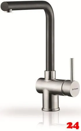 PYRAMIS Kchenarmatur Mandolin Premium Einhebelmischer Edelstahl massiv / Schwarz mit Festauslauf