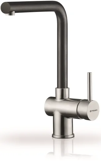 PYRAMIS Kchenarmatur Mandolin Premium Einhebelmischer Edelstahl massiv / Schwarz mit Festauslauf