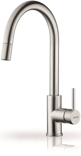 PYRAMIS Kchenarmatur Verismo Premium Einhebelmischer Edelstahl massiv mit Zugauslauf als Schlauchbrause