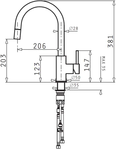 PYRAMIS Kchenarmatur Verismo Premium Einhebelmischer Edelstahl massiv mit Zugauslauf als Schlauchbrause