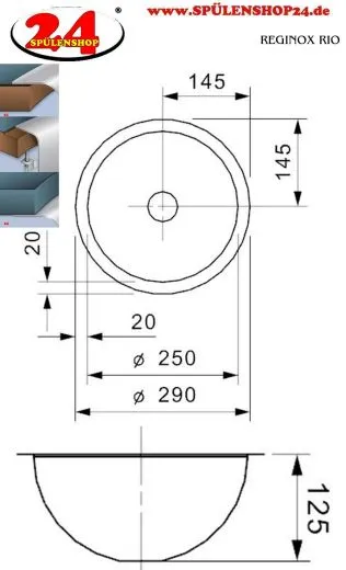 ✅ REGINOX Waschbecken Aqua Line RIO (L) OSP Einbaubecken 3 in 1 Edelstahl mit Flachrand