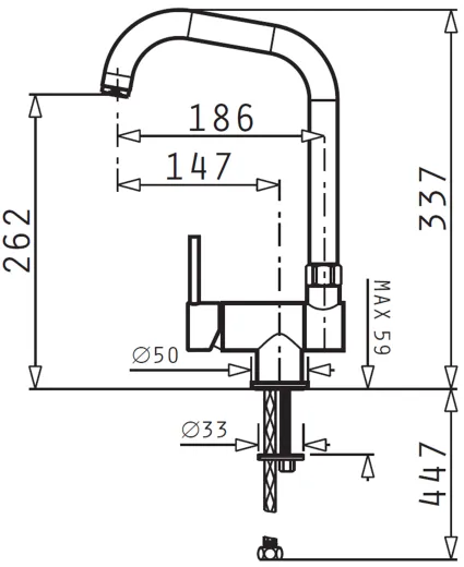 PYRAMIS Kchenarmatur Conralto Classic Einhebelmischer Chrom mit Festauslauf Unterfensterarmatur klappbar