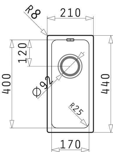 PYRAMIS Kchensple Lydia (17x40) 1B Unterbausple mit Siebkorb als Stopfen- oder Drehknopfventil