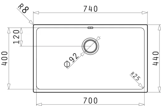 PYRAMIS Kchensple Lydia (70x40) 1B Unterbausple mit Siebkorb als Stopfen- oder Drehknopfventil