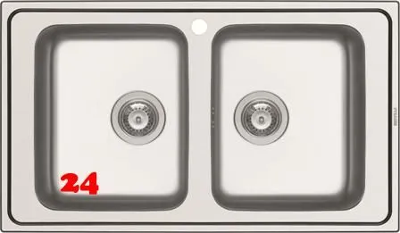 PYRAMIS Kchensple Alea (86x50) 2B Einbausple / Doppelsple Siebkorb als Stopfenventil