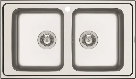 PYRAMIS Kchensple Alea (86x50) 2B Einbausple / Doppelsple Siebkorb als Stopfenventil