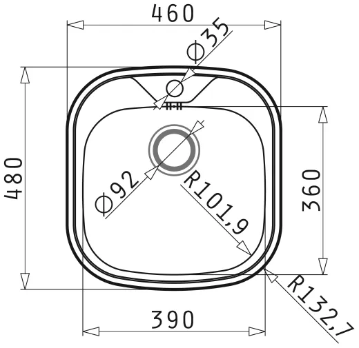 PYRAMIS Kchensple Kania (46x48) 1B Einbausple / Edelstahlsple Siebkorb als Stopfenventil