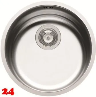 Pyramis Kchensple CR-Rundbecken (38,5x15) Edelstahlsple / Flchenbndig Siebkorb als Stopfenventil 3 1/2"