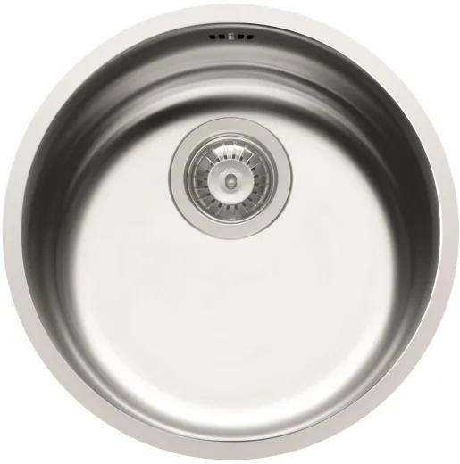 Pyramis Kchensple CR-Rundbecken (38,5x15) Edelstahlsple / Flchenbndig Siebkorb als Stopfenventil 3 1/2"