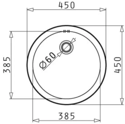 PYRAMIS Kchensple CR-Rundbecken (38,5x15) Einbausple / Edelstahlsple Leinenoptik Ablauf mit Gummistopfen 1 1/2"