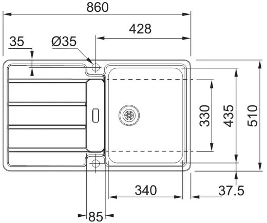 FRANKE Kchensple Hydros HDX 214 Edelstahlsple Slimtop / Flchenbndig mit Integralablauf und Druckknopfventil