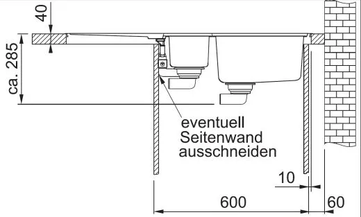 FRANKE Kchensple Hydros HDX 254 Edelstahlsple Slimtop / Flchenbndig mit Integralablauf und Druckknopfventil