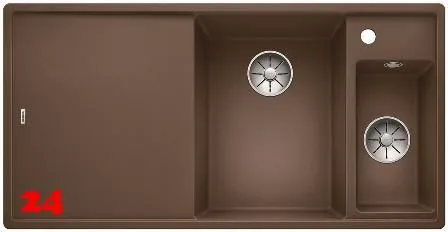 BLANCO Axia III 6 S HSB (Holzschneidbrett) Silgranit PuraDurII Granitsple / Einbausple Ablaufsystem InFino mit Drehknopfventil